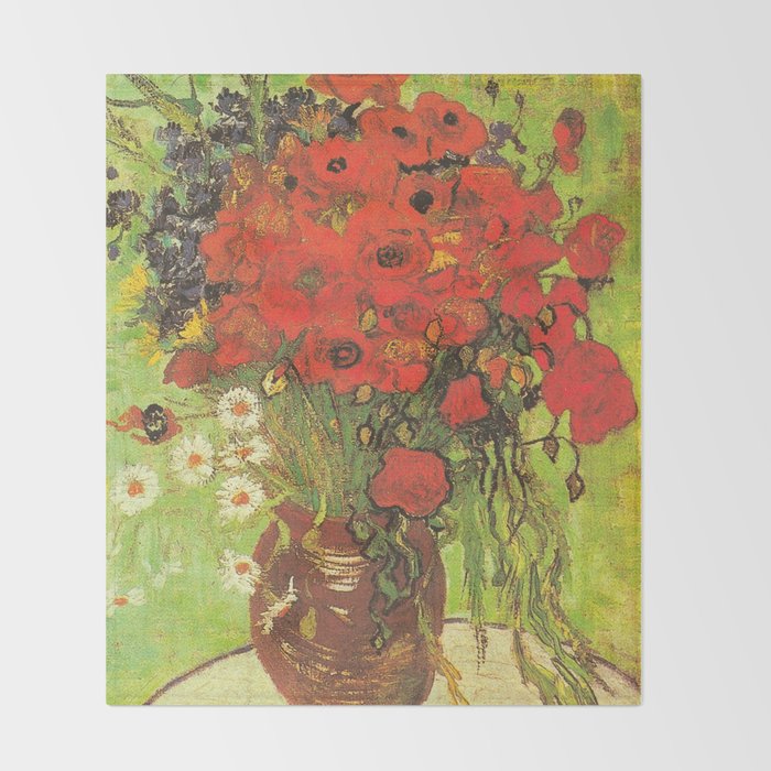 Still Life Red Poppies And Daisies By Vincent Van Gogh Throw