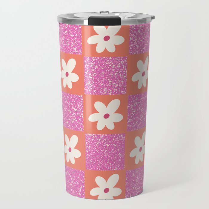 Sprinkle Spring of Daisies - Coral and Pink Travel Mug