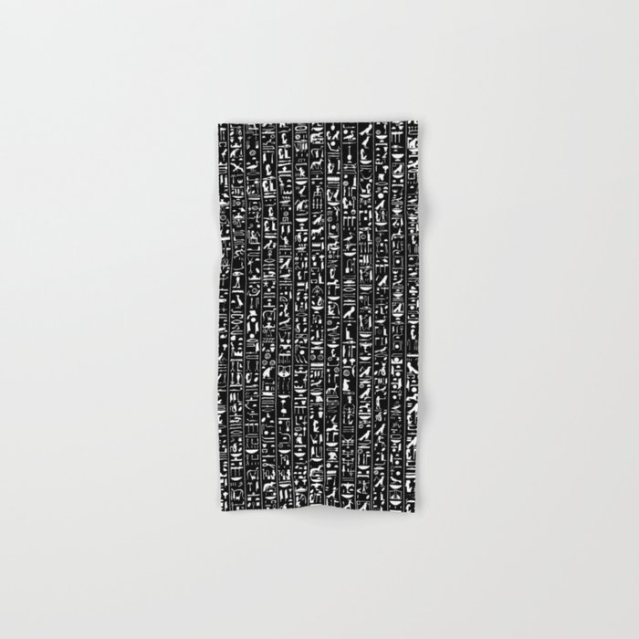 Hieroglyphics B&W INVERTED / Ancient Egyptian hieroglyphics pattern Hand & Bath Towel