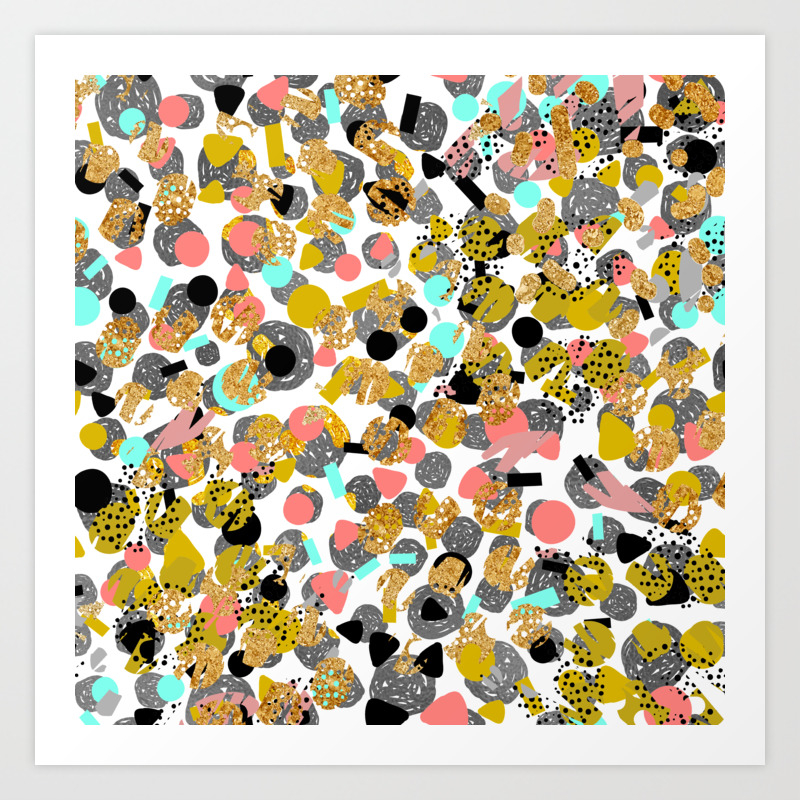 Lola Abstract Art Painting Modern Trendy Colors Gold Foil Dots