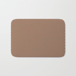 [ Thumbnail: Dark Sea Green and Brown Colored Stripes/Lines Pattern Bath Mat ]