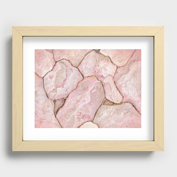 Peaches and Dreams Kintsugi Geode Recessed Framed Print