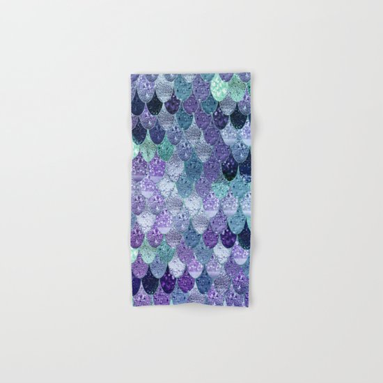 SUMMER MERMAID Purple & Mint by Monika Strigel Hand & Bath Towel