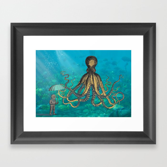 Octopus & The Diver Framed Art Print
