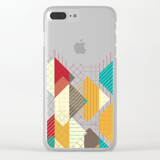 Geometric Geek Pattern - Squares, Stripes, Grids Clear iPhone Case