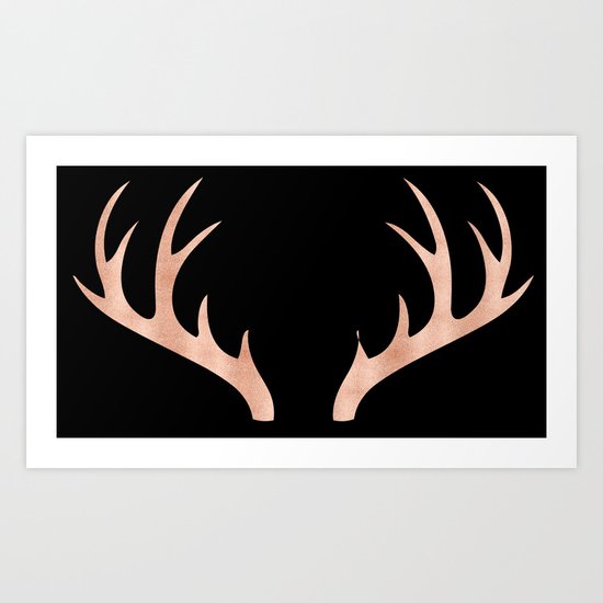Antlers Rose Gold Deer Antlers Art Print