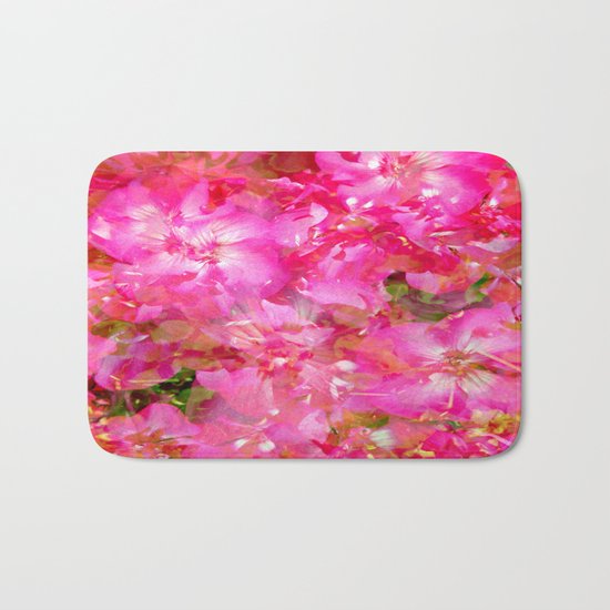 Bright And Cheery Geranium Abstract Bath Mat