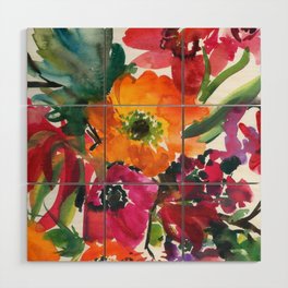 colorful bouquet: poppies Wood Wall Art