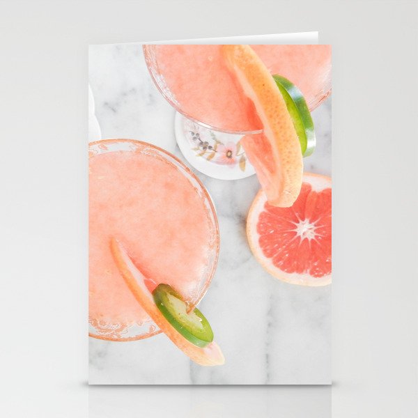 Refreshing Pink Summer Cocktail Stationery Cards