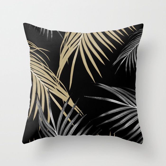 Gold Gray Palm Leaves Dream #1 #tropical #decor #art #society6 Throw Pillow