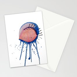 Empty Eye - Watercolor Eye with No Pupils and Dripping Make Up Stationery Card