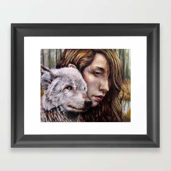 The Girl and the Wolf Framed Art Print