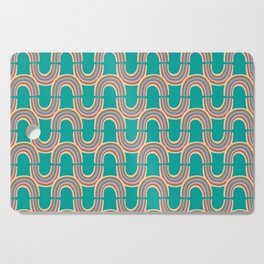 RAINBOW REFLECTION in PASTELS ON BRIGHT TURQUOISE Cutting Board
