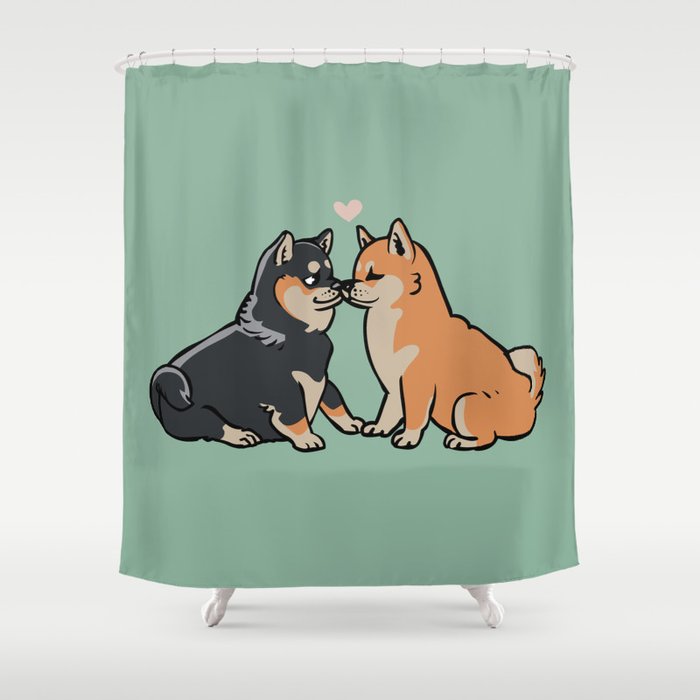 Shiba Inu Kisses Shower Curtain