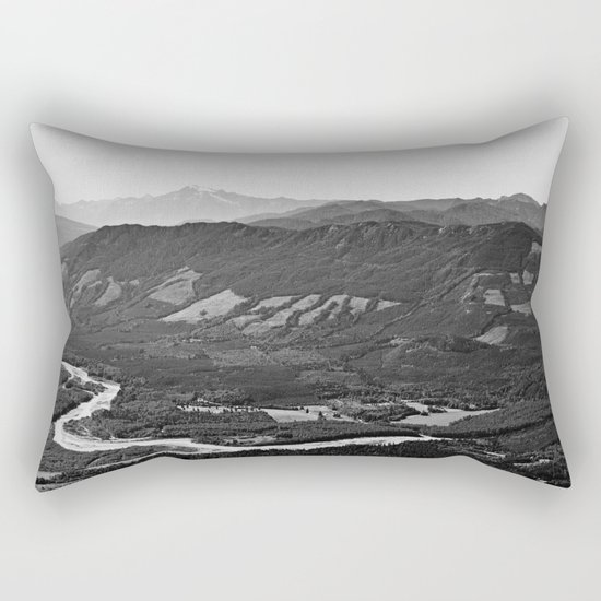 River in the Mountains B&W Rectangular Pillow