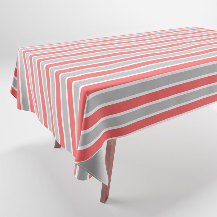Stripes - coral and grey  Tablecloth