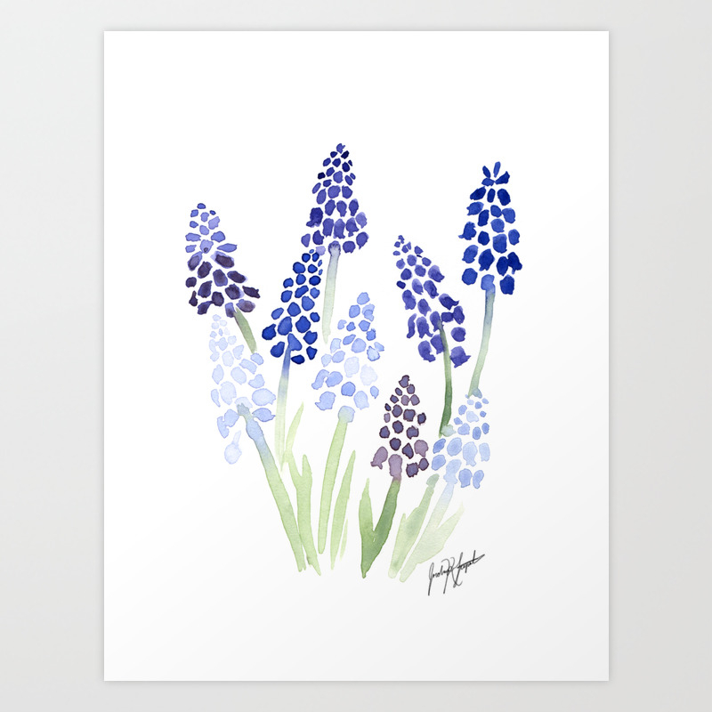 Grape Hyacinth Watercolor Pattern Art Print By Jordan Liepolt Society6 Grape Hyacinth Watercolor Pattern Art Print By Jordan Liepolt Society6