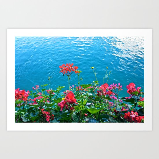 Chapel Bridge Flowers Art Print