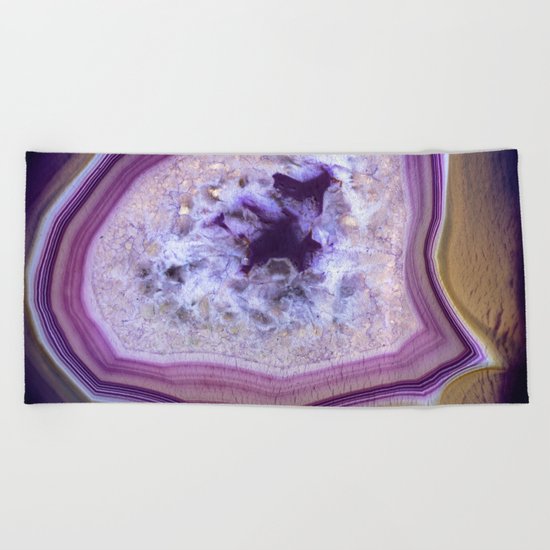 Purple agate crystal Beach Towel