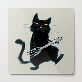 Cat with a fork Metal Print