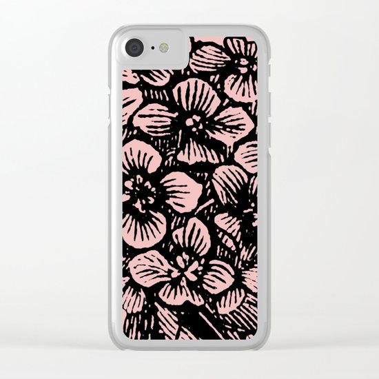 Pink Hydrangea Clear iPhone Case