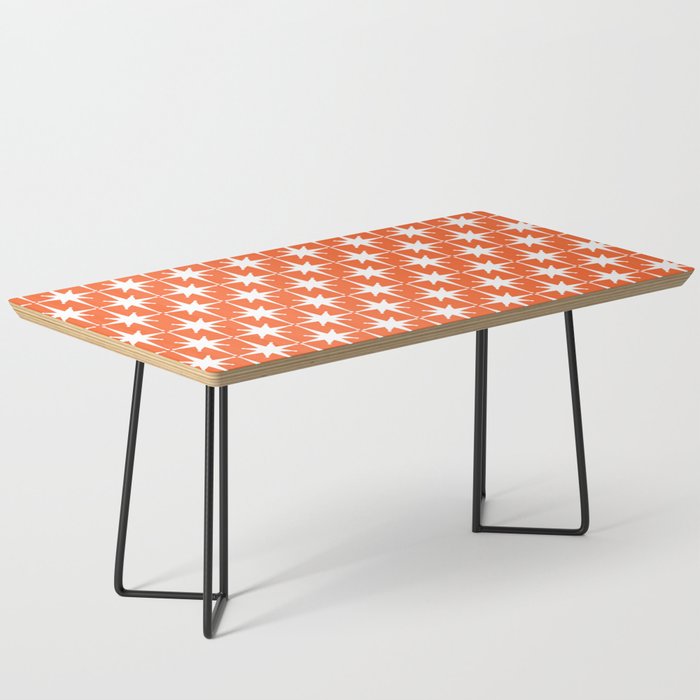 Midcentury Modern Atomic Starburst Pattern in Orange and White Coffee Table