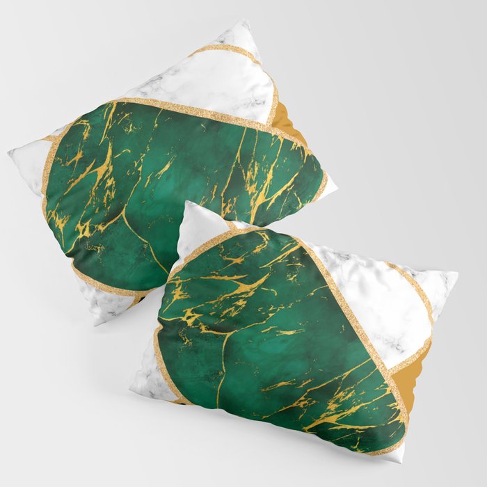 Green and White Marbel Seamless pattern Pillow Sham