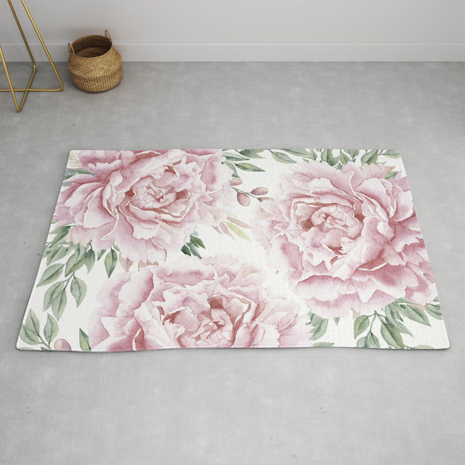 Pretty Pink Roses Fl Garden Rug By, Rugs With Roses On Them