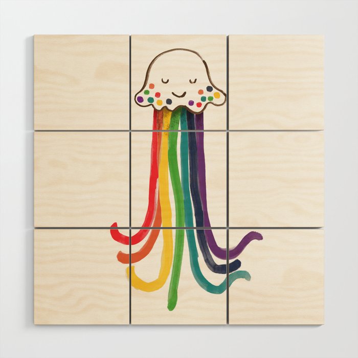Rainbow Jellyfish Wood Wall Art By Budikwan Society6