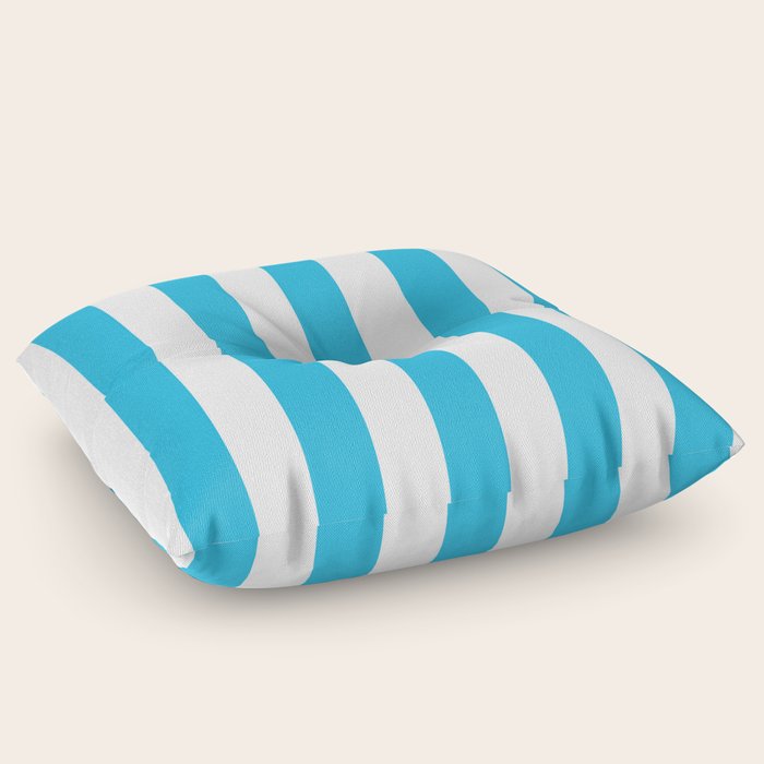 Cerulean Crayola azure solid color white vertical lines pattern Floor Pillow