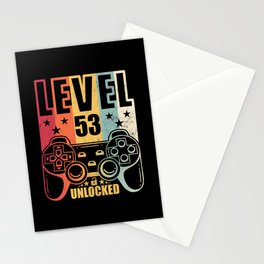 Level 53 Unlocked Gaming Birthday Gamer Stationery Card