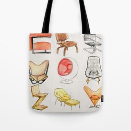 Post Modern Watercolor Chairs Tote Bag