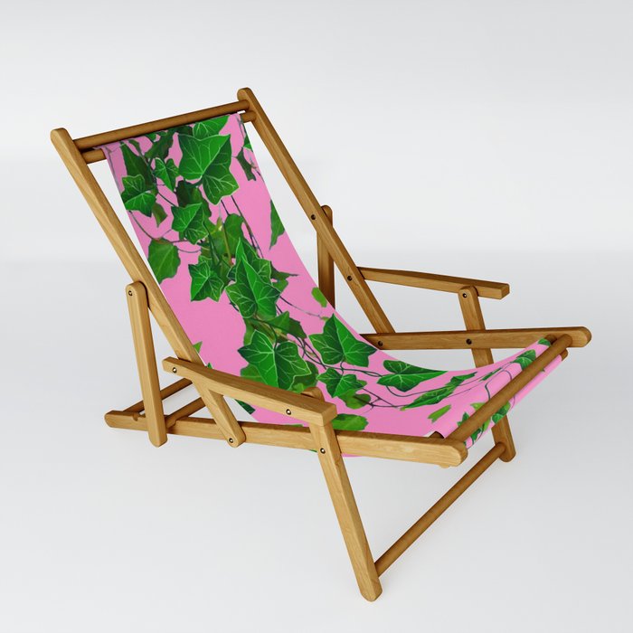 GREEN IVY HANGING LEAVES & VINES ON PINK Sling Chair