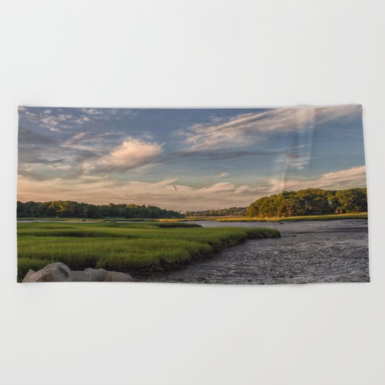 Summer Marsh Sunset Beach Towel