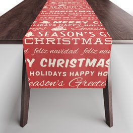 Merry Christmas Typography Pattern Table Runner