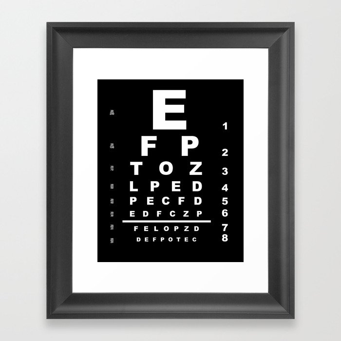 Inverted Eye Test Chart Framed Art Print By Homestead Society6