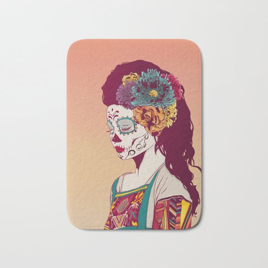 Mexican Skull Lady Bath Mat