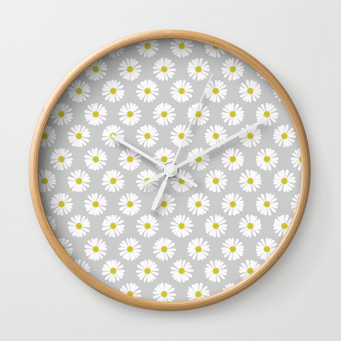 Daisies on Gray Wall Clock