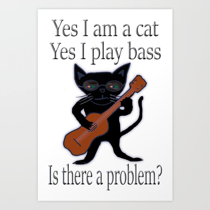 Cat Plays Bass Art Print