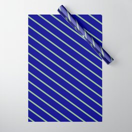 [ Thumbnail: Dark Blue & Dark Sea Green Colored Striped/Lined Pattern Wrapping Paper ]