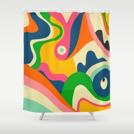 Colorful Mid Century Abstract  Shower Curtain