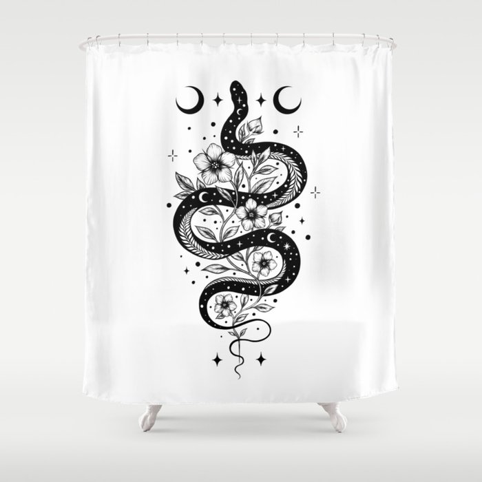Serpent Spell -Black and White Shower Curtain