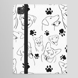 Happy Dogs with paw prints black and white iPad Folio Case