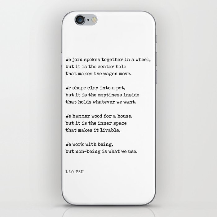 We join spokes together in a wheel - Lao Tzu Poem - Literature - Typewriter Print iPhone Skin