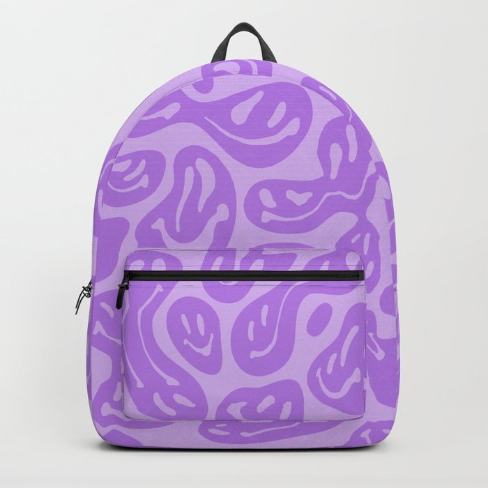 Pastel Purple Dripping Smiley Backpack by artbylamia
