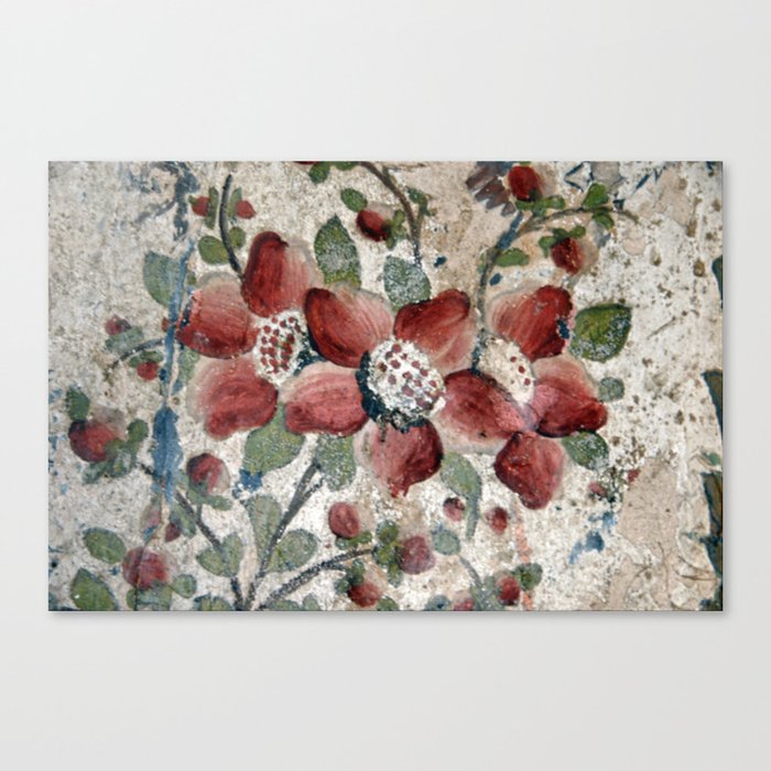 Antique Persian Art Floral Fresco Wall Painting Miniature Canvas Print