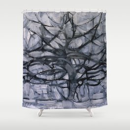 Gray Tree Shower Curtain
