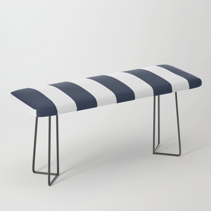 Yankees blue - solid color - white vertical lines pattern Bench
