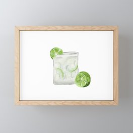 Watercolor Cocktail : Gin and Tonic Framed Mini Art Print