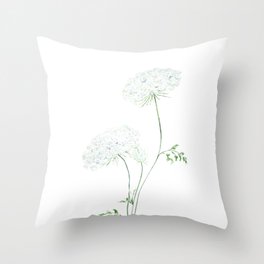 Queen Ann's Lace watercolor painting Throw Pillow
